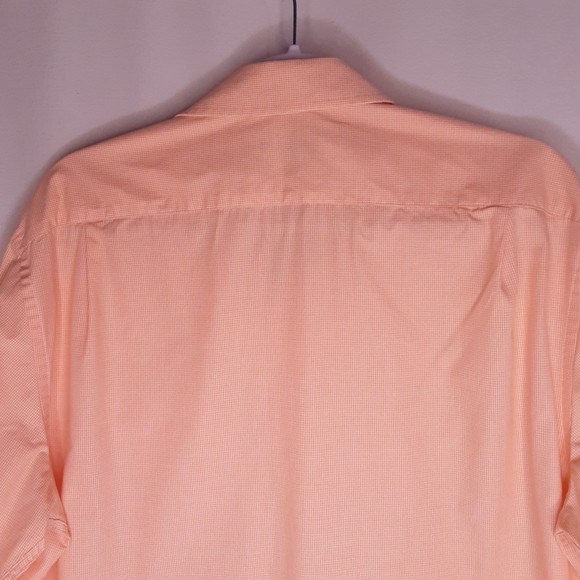George Mens Button Up Shirt Orange Micro Plaids Size Large 42/44 - Picture 5 of 8